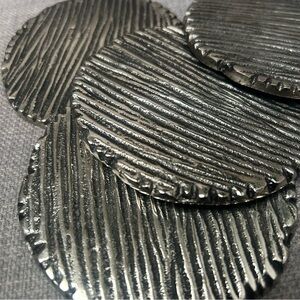 4-pcs Textured Cast Metallic Modernist Brutalist Style Coasters #1210253
